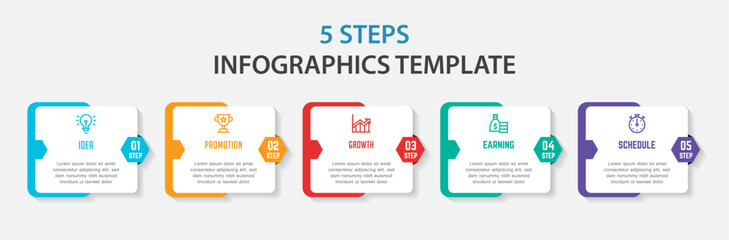 Vector Infographic design with icons and 5 options or steps. Infographics for business concept. Can be used for presentations banner, workflow layout, process diagram, flow chart, info graph