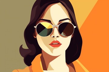 Fototapeta na wymiar woman glasses poster style girl illustration fashion design print portrait modern. Generative AI.