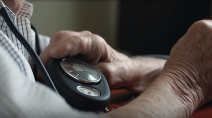 person holding a remote control in their hand. Generative Ai