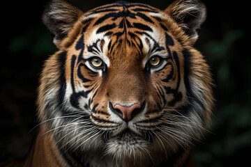 Fototapeta premium close - up of the face of a tiger. Generative Ai