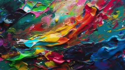 painting of a colorful swirl of paint on a canvas. Generative Ai