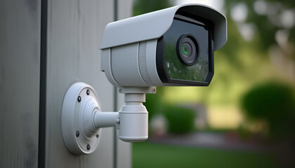 CCTV Security Camera for private home, Alarm system banner. Generation AI