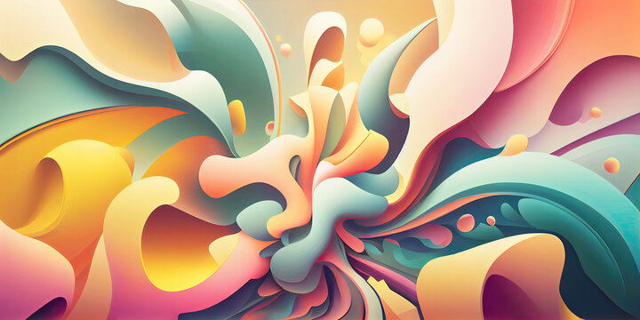 Abstract organic colorful background wallpaper design in soft pastel colors (Generative AI)