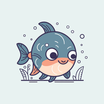 Cute kawaii fish illustration