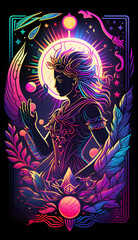 Magic color occult cards. Vintage mystic tarot cards with icon people and magical symbols. Generation AI