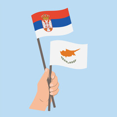 Flags of Serbia and Cyprus, Hand Holding flags