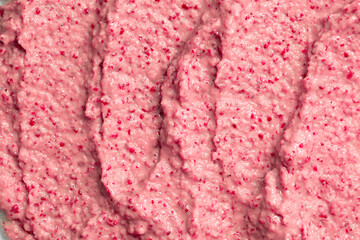 Berry yoghurt ice cream. Smoothies from fresh fruits and berries. Ice cream texture. Delicious sweet dessert close-up as a background.