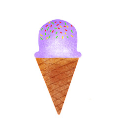Purple ice cream with colorful topping 