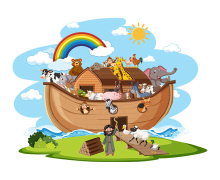 Noah's ark with animals isolated 
