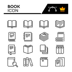 Book Line Vector Icons Set. Simple Flat Icon. Editable Stroke