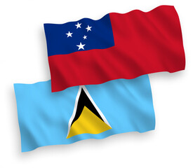 Flags of Saint Lucia and Independent State of Samoa on a white background
