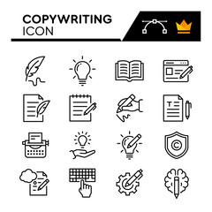 Copywriting Line Vector Icons Set. Simple Flat Icon. Editable Stroke
