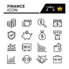 Finance Line Vector Icons Set. Simple Flat Icon. Editable Stroke