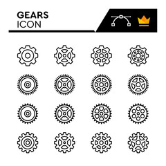 Gear Line Vector Icons Set. Simple Flat Icon. Editable Stroke