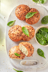 Fresh spinach buns made of wheat and green leaves.