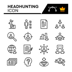 Headhunting Line Vector Icons Set. Simple Flat Icon. Editable Stroke