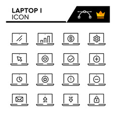 Laptop Line Vector Icons Set. Simple Flat Icon. Editable Stroke