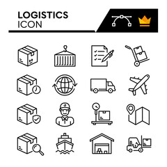 Logistics Line Vector Icons Set. Simple Flat Icon. Editable Stroke