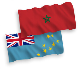 Flags of Tuvalu and Morocco on a white background