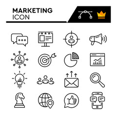 Marketing Line Vector Icons Set. Simple Flat Icon. Editable Stroke