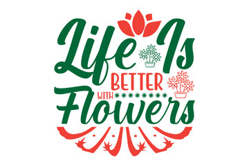 Fototapeta premium Flowers typography illustration