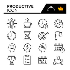 Productive Line Vector Icons Set. Simple Flat Icon. Editable Stroke