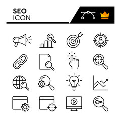 SEO Line Vector Icons Set. Simple Flat Icon. Editable Stroke