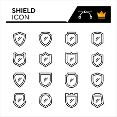 Shield Line Vector Icons Set. Simple Flat Icon. Editable Stroke