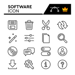 Software Line Vector Icons Set. Simple Flat Icon. Editable Stroke