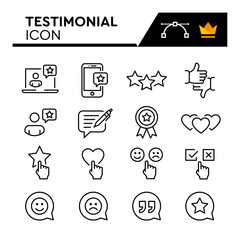 Testimonial Line Vector Icons Set. Simple Flat Icon. Editable Stroke
