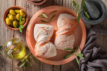 Obraz na płótnie Canvas Fresh rolls freshly baked in a home bakery.
