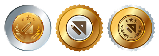 Math symbol ruler pencil gold medal mathematics competition championship prize best winner contest award