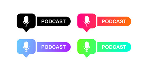 Podcast. Flat, color, podcast banner. Vector illustration.