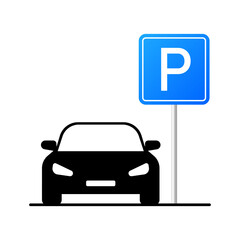 Parking. Flat, color, parking sign. Vector icons