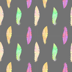 Vector seamless pattern feathers boho illustration