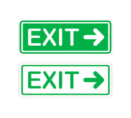 Exit. Flat, green, exit sign. Vector illustration.