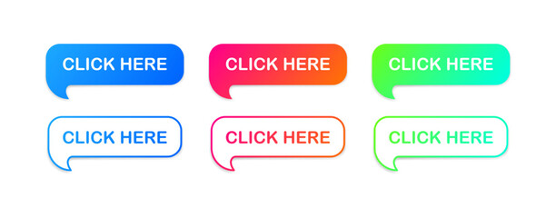 Click here. Flat, color, button click here. Vector icons