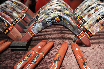 Souvenir boomerangs - traditional weapon of Aboriginal Australians 