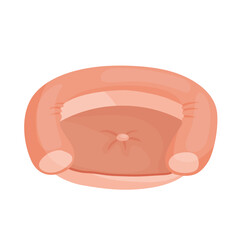Pink pet bed. Dog mattress. Vector cartoon illsutration.