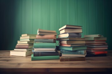 Fototapeta premium Books wooden table. Generate Ai