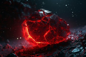 Asteroid red cinematic cosmos. Generate AI