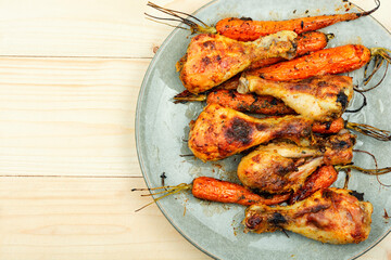 Baked chicken drumstick.