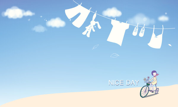 Clothes in the wind and sun vector.