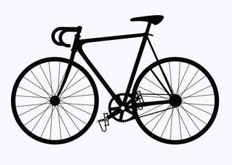 Black silhouette of bicycle or bike silhouette