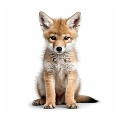 Obraz premium Baby Coyote isolated on white (generative AI)