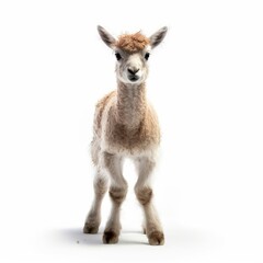 Baby Llama isolated on white (generative AI)