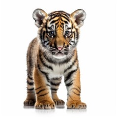 Fototapeta premium Baby Tiger isolated on white (generative AI)