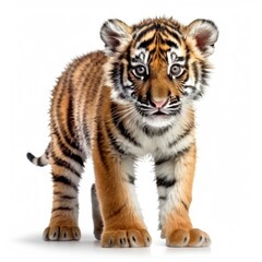 Fototapeta premium Baby Tiger isolated on white (generative AI)