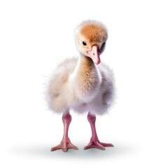 Fototapeta premium Baby Flamingo isolated on white (generative AI)