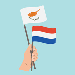 Flags of Cyprus and the Netherlands, Hand Holding flags